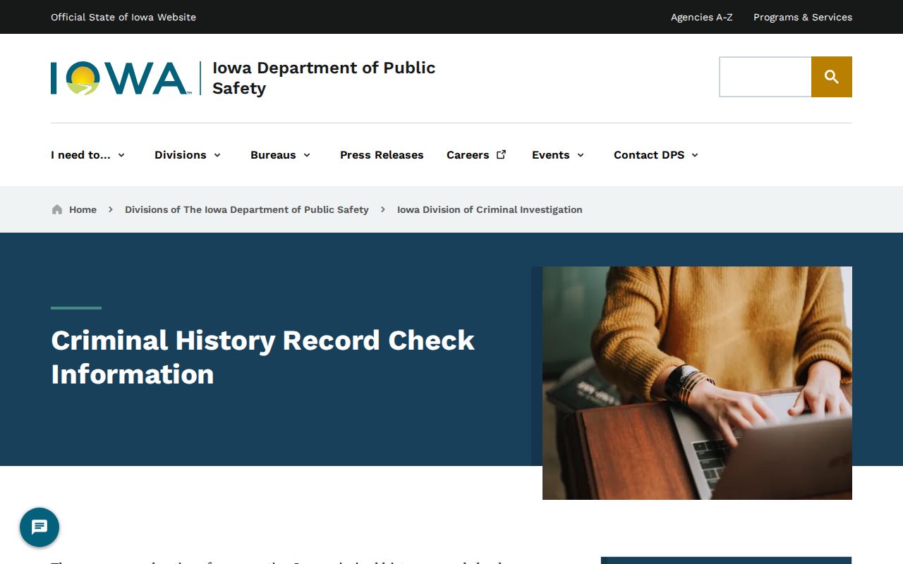 Iowa DCI options for a Palo Alto County criminal history check